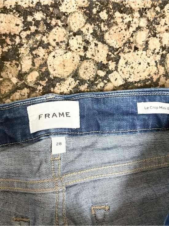 Frame Le Crop Mini Boot Size 28 Stretch Blue Denim Jeans High Rise - Picture 5 of 7